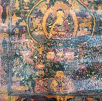 Buddhist Tibetan Thangka Of Buddha Life Story, [hand Painted], [antique]
