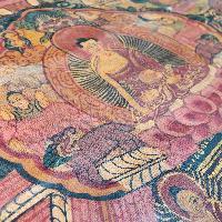 Buddhist Tibetan Thangka Of Buddha Life Story, [hand Painted], [antique]