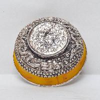 Silver Cup With Emitted [amber] Offering Bowls, [silver Carving], Offering Bowls