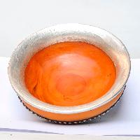 Silver Cup With Emitted [amber] Offering Bowls, [silver Carving] Offering Bowls