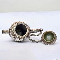 Tibetan Buddhist Jade And Metal Tea Pot [silver Carving], Metal Stone Setting
, [remakable]