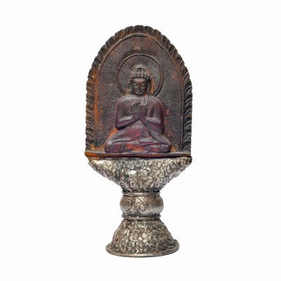 Buddhist Vairochana Buddha Carved Stamp [tibetan Seal], [amber], [silver Plated],metal Stone Setting