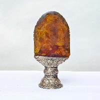 Buddhist Vairochana Buddha Carved Stamp [tibetan Seal], [amber], [silver Plated],metal Stone Setting