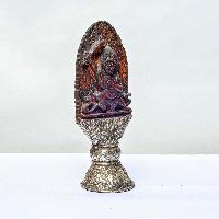 Buddhist Mahakala Two Arms Carved Stamp [tibetan Seal], [amber], [silver Plated],metal Stone Setting