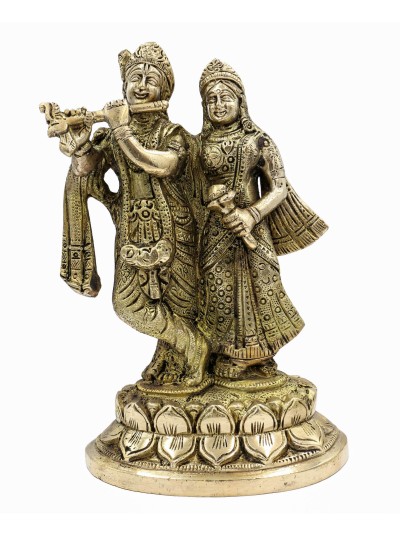 Nepali Statue Of Radha And Krishna, [sand Casting], Glossy Finishing