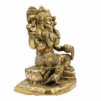 Nepali Statue Of Lakshmi, [sand Casting], Glossy Finishing