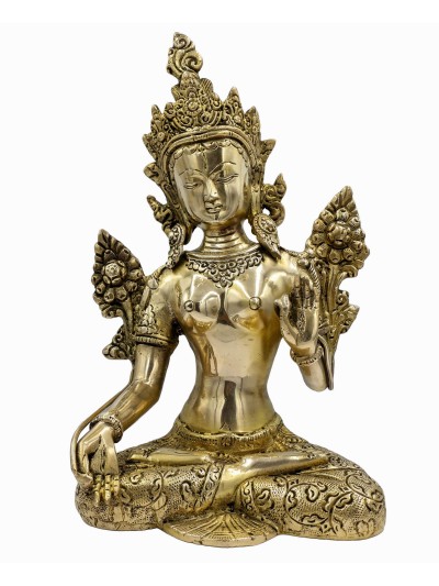 Buddhist Statue Of White Tara, [sand Casting], Glossy Finishing