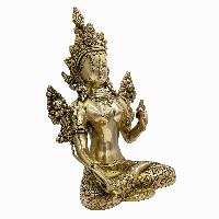 Buddhist Statue Of White Tara, [sand Casting], Glossy Finishing