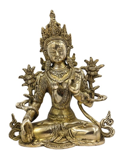 Buddhist Statue Of White Tara, [sand Casting], Glossy Finishing