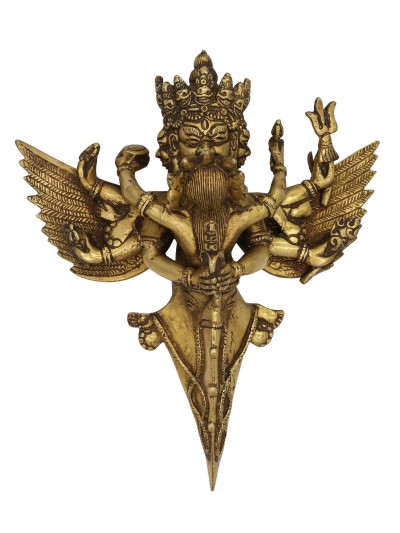 Buddhist Handmade Statue Of Phurba, [sand Casting], Vajrakilaya - Dorje Phurba With Consort [shakti], Yab-yum