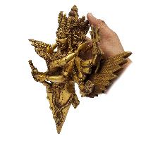 Buddhist Handmade Statue Of Phurba, [sand Casting], Vajrakilaya - Dorje Phurba With Consort [shakti], Yab-yum