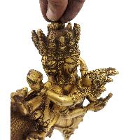 Buddhist Handmade Statue Of Phurba, [sand Casting], Vajrakilaya - Dorje Phurba With Consort [shakti], Yab-yum