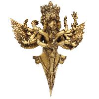 Buddhist Handmade Statue Of Phurba, [sand Casting], Vajrakilaya - Dorje Phurba With Consort [shakti], Yab-yum
