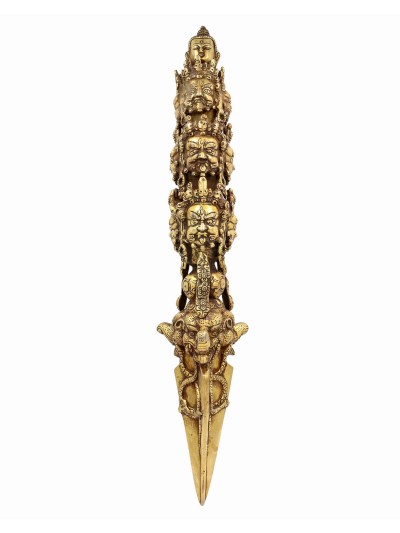 Buddhist Metal Phurba, 10 Head Phruba, Vajrakilaya - Dorje Phurba
