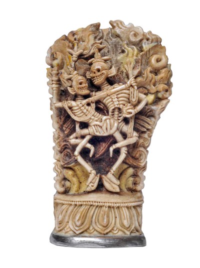 Tibetan Hand Carved Animal Bone Stamp [tibetan Seal] With Citipati Carved, [remakable]