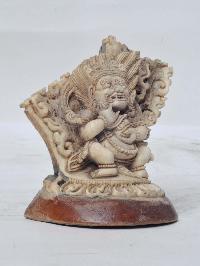 Tibetan Hand Carved Animal Bone Stamp [tibetan Seal] With Mahakala 2 Arms Carved