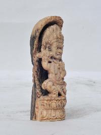 Tibetan Hand Carved Animal Bone Stamp [tibetan Seal] With Mahakala Of The Black Cloak Carved