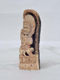 Tibetan Hand Carved Animal Bone Stamp [tibetan Seal] With Mahakala Of The Black Cloak Carved