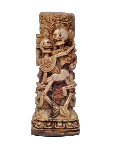 Tibetan Hand Carved Animal Bone Stamp [tibetan Seal] With Citipati Carved