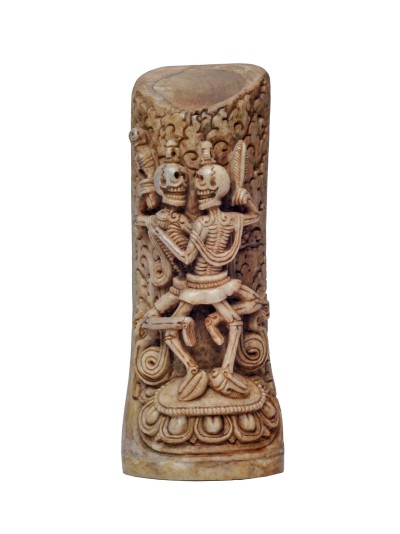 Tibetan Hand Carved Animal Bone Stamp [tibetan Seal] With Citipati Carved