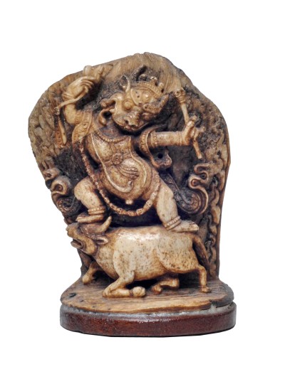 Tibetan Hand Carved Animal Bone Stamp [tibetan Seal] With Yamantaka Vajrabhairava Carved, [remakable]
