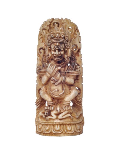 Tibetan Hand Carved Animal Bone Stamp [tibetan Seal] With Mahakala Panjaranatha Carved