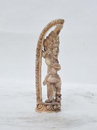 Tibetan Hand Carved Animal Bone Stamp [tibetan Seal] With Mahakala Black Cloak Two Arms Carved
