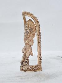 Tibetan Hand Carved Animal Bone Stamp [tibetan Seal] With Mahakala Black Cloak Two Arms Carved