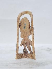 Tibetan Hand Carved Animal Bone Stamp [tibetan Seal] With Mahakala Black Cloak Two Arms Carved
