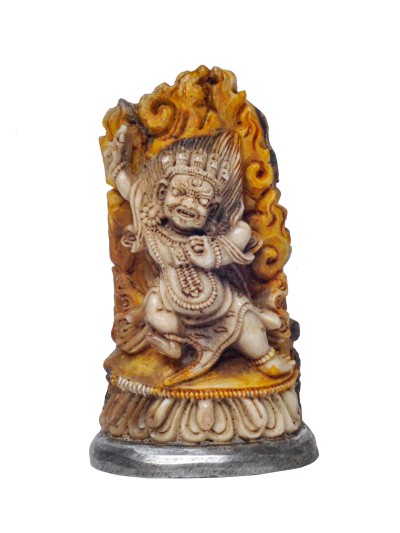 Tibetan Hand Carved Animal Bone Stamp [tibetan Seal] With Vajrapani [chana Dorje], [chana Dorje] Carved, [remakable]