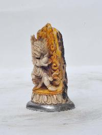 Tibetan Hand Carved Animal Bone Stamp [tibetan Seal] With Vajrapani [chana Dorje], [chana Dorje] Carved, [remakable]