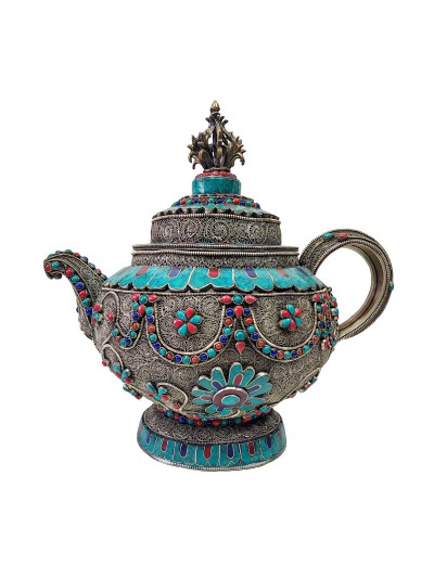 Tibetan Tea And Water Offering Vessel Water Pot, [antique Finishing]