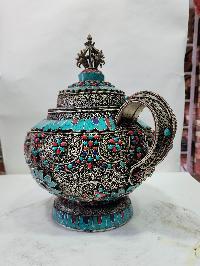 Tibetan Tea And Water Offering Vessel Water Pot, [antique Finishing]