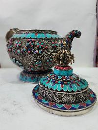 Tibetan Tea And Water Offering Vessel Water Pot, [antique Finishing]