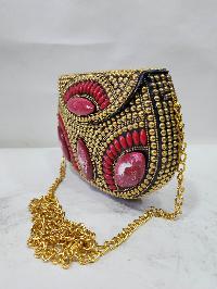 Nepali Handmade Big Ladies Bag With [stone Setting], [metal]