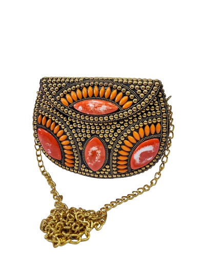 Nepali Handmade Big Ladies Bag With [stone Setting], [metal]