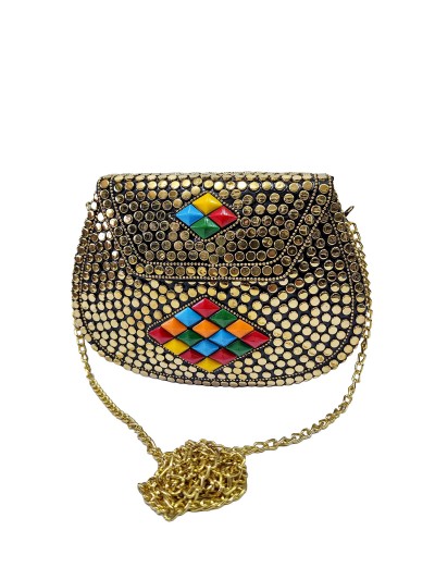 Nepali Handmade Big Ladies Bag With [stone Setting], [metal]