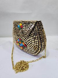 Nepali Handmade Big Ladies Bag With [stone Setting], [metal]
