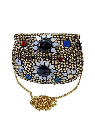 Nepali Handmade Big Ladies Bag With [stone Setting], [metal]