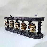 Wall Prayer Wheel With Mantra Inside, With Carved Mantra, [stone Setting], Wall Mountable, Wall Mountable