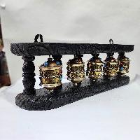 Wall Prayer Wheel With Mantra Inside, With Carved Mantra, [stone Setting], Wall Mountable, Wall Mountable
