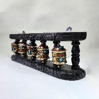 Wall Prayer Wheel With Mantra Inside, With Carved Mantra, [stone Setting], Wall Mountable, Wall Mountable