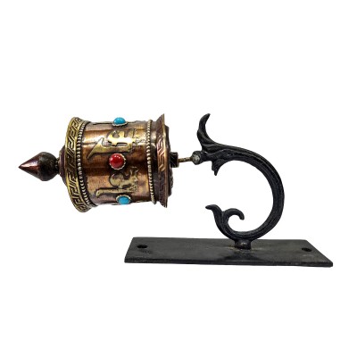 Wall Hanging Prayer Wheel With Mantra Inside, With Carved Mantra, [stone Setting], Wall Mountable, Wall Mountable