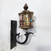 Wall Hanging Prayer Wheel With Mantra Inside, With Carved Mantra, [stone Setting], Wall Mountable, Wall Mountable