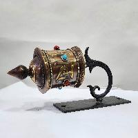 Wall Hanging Prayer Wheel With Mantra Inside, With Carved Mantra, [stone Setting], Wall Mountable, Wall Mountable