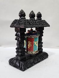 Wall Prayer Wheel With Mantra Inside, With Carved Mantra, [stone Setting], Wall Mountable, Wall Mountable