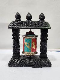 Wall Prayer Wheel With Mantra Inside, With Carved Mantra, [stone Setting], Wall Mountable, Wall Mountable