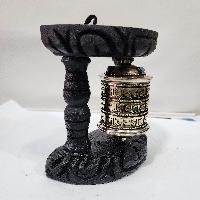 Wall Prayer Wheel With Mantra Inside, With Carved Mantra, [stone Setting], Wall Mountable, Wall Mountable