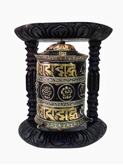 Wall Prayer Wheel With Mantra Inside, [with Carved Mantra],ashtamangala, Wall Mountable, Wall Mountable