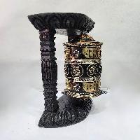 Wall Prayer Wheel With Mantra Inside, [with Carved Mantra],ashtamangala, Wall Mountable, Wall Mountable